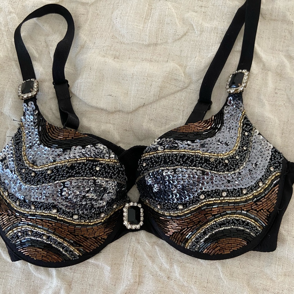 Beautiful beaded bra great for evening .